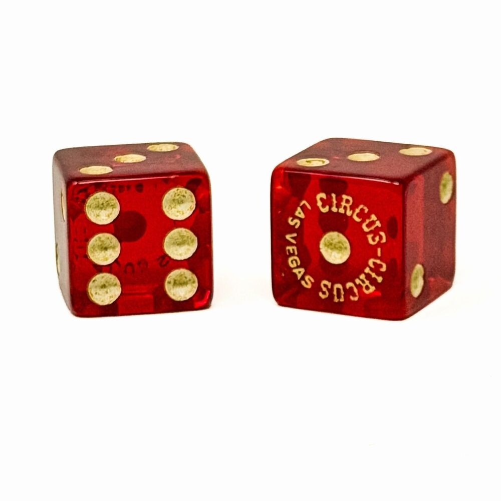 Vintage Circus Circus Las Vegas Casino Dice Pair Red Souvenir Gambling Nevada